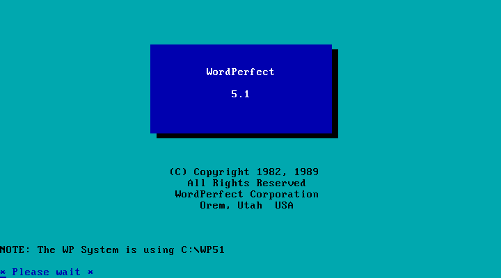 WordPerfect 5.1 - Splash